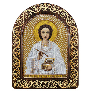 Набор для вышивания бисером "Икона великомученика и целителя Пантелеимона", 13,5х17 см, с фигурной рамкой (бисер)