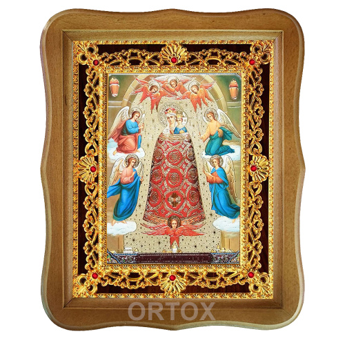 Икона Божией Матери "Прибавление ума", 22х27 см, фигурная багетная рамка