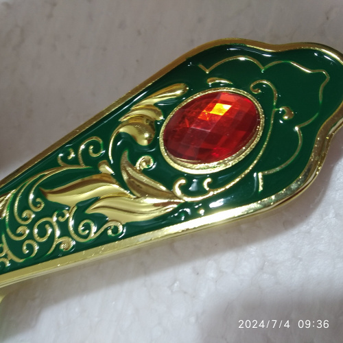 Крест напрестольный / требный, зеленая эмаль, красные камни, 14х26 см, №2, У 55-0021 фото 5