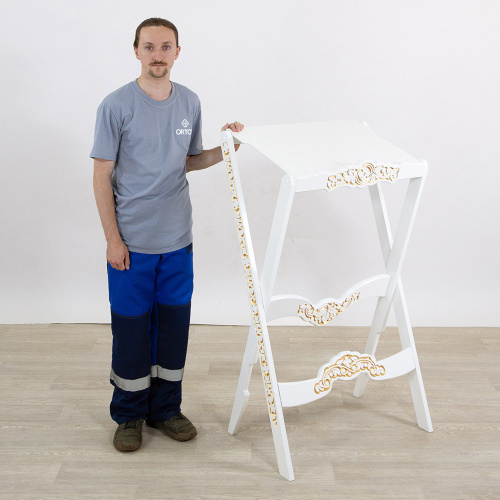 Аналой раскладной "Суздальский" белый с золотом (патина), высота 123 см фото 6