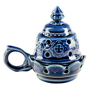 Кадильница керамическая "Праздничная", 10х8,5 см (синяя)