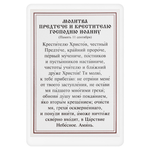 Икона Иоанна Пророка, Предтечи и Крестителя Господня с молитвой, ламинированная, 6х8 см (упаковка 10 шт.) фото 3