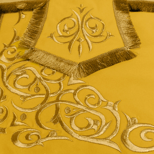 Покровцы и воздух вышитые желтые с узорами, шелк фото 2