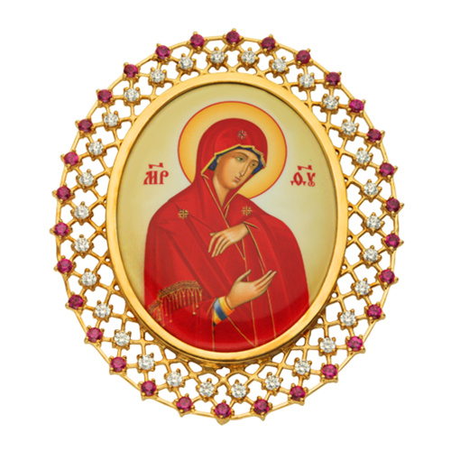 Накладки на митру (комплект из 4 штук) из ювелирного сплава в позолоте, с фианитами, №33 фото 12