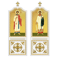 Диаконская дверь для "Благовещенского" иконостаса белая с золотом (поталь), 209х70х10 см