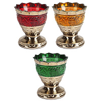 Лампада стеклянная "Лилия" узорчатая с золотистым покрытием, высота 8,5 см