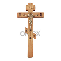 Крест требный деревянный с латунным распятием, 14х28 см, У-0735