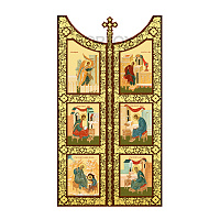 Царские врата к "Суздальскому" иконостасу, цвет "кипарис" с золотом, 105,6х180 см