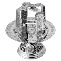 Дискос серебряный со звездицей, ручная гравировка, оксидирование, Ø 22 см
