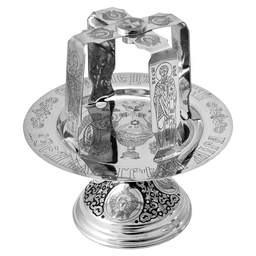 Дискос серебряный со звездицей, ручная гравировка, оксидирование, Ø 22 см