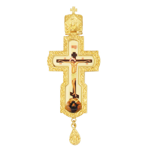 Крест наперсный латунный в позолоте, 5,5х15 см