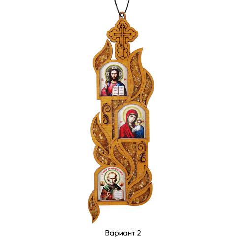 Подвеска в машину, янтарь, дерево, 4,5х15 см фото 2