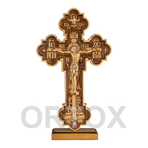 Крест резной выносной фигурный на подставке, бук (16х32 см)