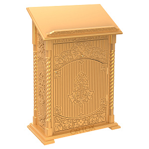 Аналой центральный "Суздальский" позолоченный, резьба (краска, с дверкой и ящиком, 85х46х130 см)