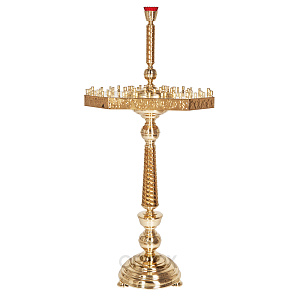 Подсвечник напольный восьмигранный на 76-78 свечей, чеканка, высота 152 см (1 лампада)