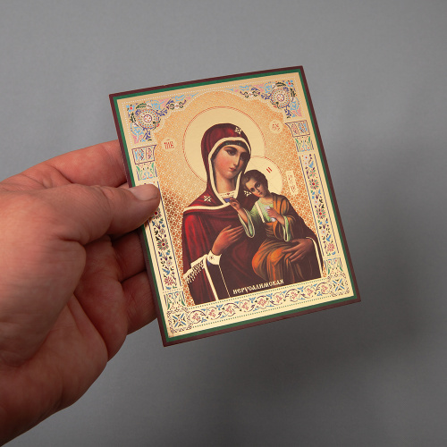 Икона Божией Матери "Иерусалимская", бумага, УФ-лак, 10х12 см (упаковка 10 шт.) фото 2 Икона Божией Матери "Иерусалимская", бумага, УФ-лак, 10х12 см (упаковка 10 шт.) фото 2