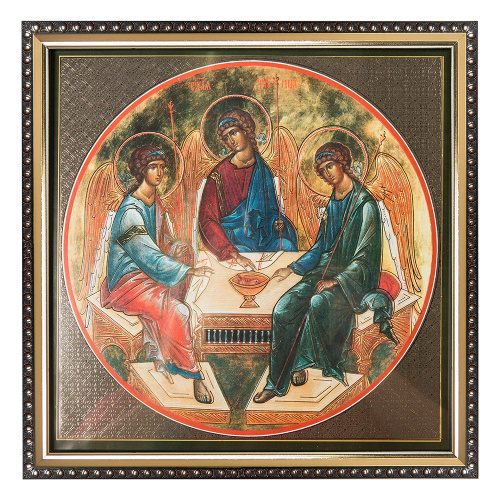 Икона Святой Троицы, 25х25 см, багетная рамка фото 2