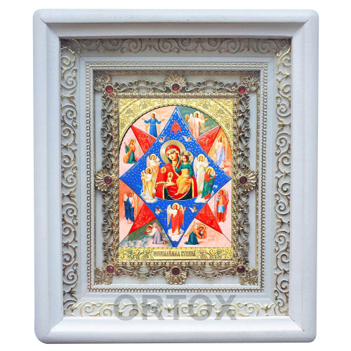 Икона Божией Матери "Неопалимая Купина", 18х21 см, прямая багетная рамка