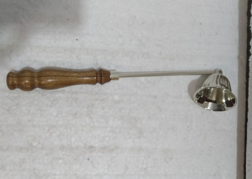 Гасильник для свечей церковный латунный, никелирование, с деревянной ручкой, длина 28 см, У-1312 фото 2