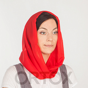 Шарф, 50х170 см, шелк, цвет в ассортименте (красный шарф)