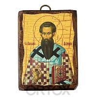 Икона святителя Василия Великого, под старину, 6,5х9 см