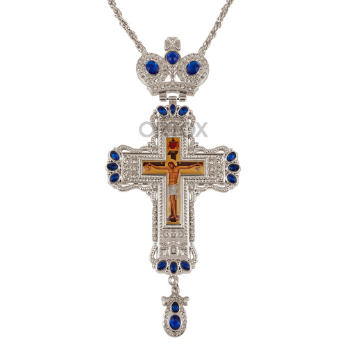 Крест наперсный латунный с цепью, 8х18,5 см
