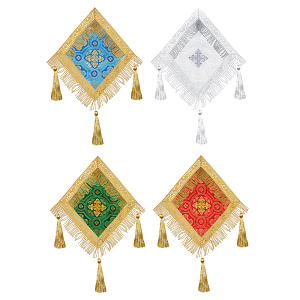 Палица иерейская, креп-сатин, церковный шёлк, 30х30 см (голубой с золотом)