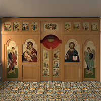 Иконостас двухъярусный (Якутия), цвет "дуб честерфилд", 455х293,2х33,2 см
