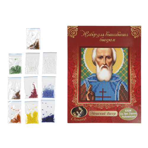 Набор для вышивания бисером "Икона преподобного Сергия Радонежского", 12х16 см фото 2 Набор для вышивания бисером "Икона преподобного Сергия Радонежского", 12х16 см фото 2