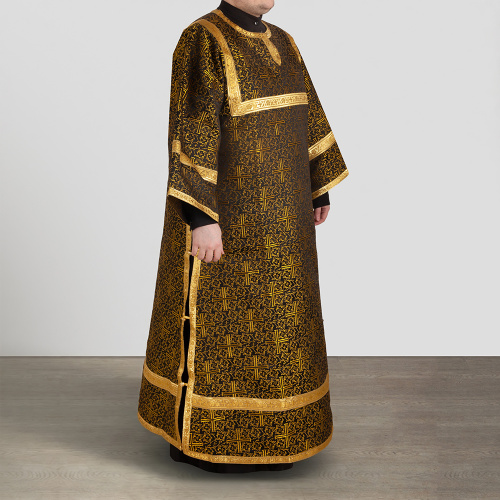 Стихарь алтарника, парча "Афон", черный с золотом фото 6