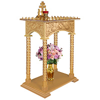 Панихидный стол на 70-100 свечей "Суздальский", цвет "золото", колонны, резьба