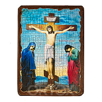 Икона "Распятие Иисуса Христа" под старину, 17х23 см, У-0088