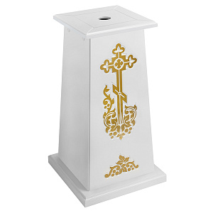 Подставка под хоругвь, крест, икону "Суздальская" белая с золотом (поталь) (высота 70 см)