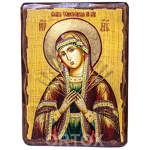 Икона Божией Матери "Семистрельная", под старину №1 (7х9 см)
