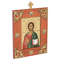 Рамка с декоративными элементами и крестом, цвет "кипарис", для печатных икон
