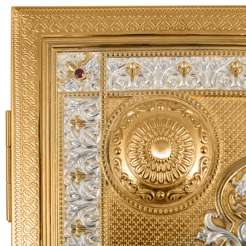 Евангелие напрестольное, латунный оклад в позолоте и серебрении, фианиты, 30х35 см фото 13