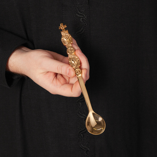 Лжица и копие (набор из 2 предметов) №2, латунь, покрытие под золото фото 7