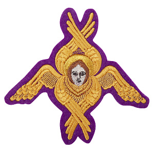 Херувим пришивной фиолетовый с золотом, 12,5х11 см (фильц)