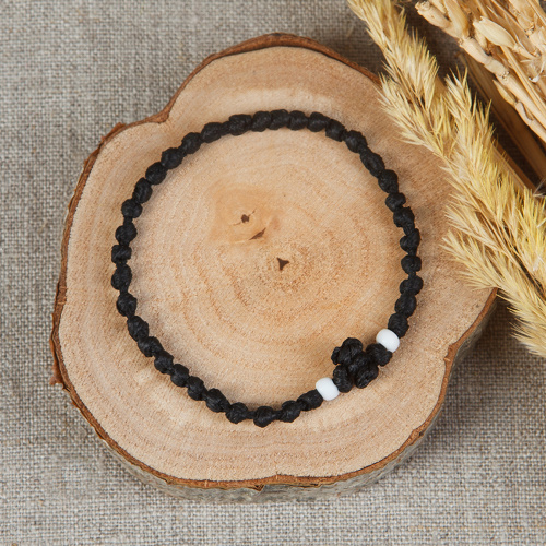 Браслет плетеный (комбоскини) с пластиковыми бусинами, черный №1 фото 2