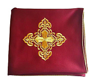 Илитон на престол бордовый из шелка с вышитым крестом, 80х70 см
