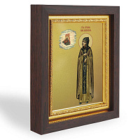 Икона Анны Кашинской, Тверской, благоверной княгини, в узком багете, цвет "темный дуб", на холсте, с золочением