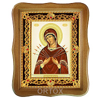 Икона Божией Матери "Семистрельная", 22х27 см, фигурная багетная рамка, У-0156