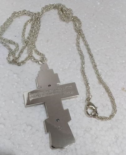 Крест наперсный с цепью, 6х11 см, никелирование, У-0671 фото 14