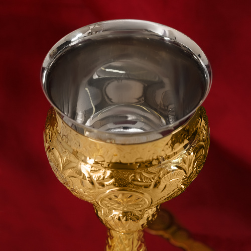 Потир № 20 на 0,5 л, латунь, нержавеющая сталь, 18х34 см фото 3