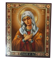 Икона Божией Матери "Умиление", 15х18 см, бумага, УФ-лак