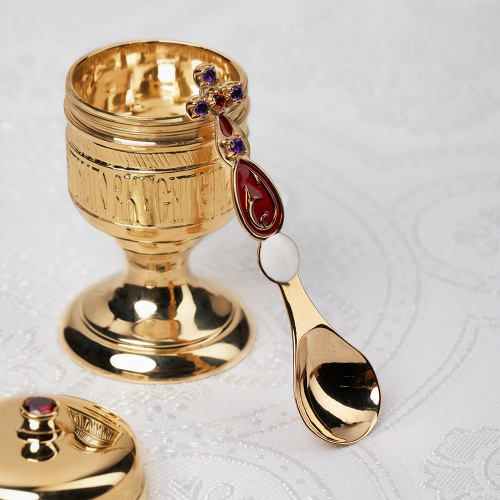 Потир малый на 0,01 л из ювелирного сплава в позолоте, фианит, 3,5х6,5 см фото 4 Потир малый на 0,01 л из ювелирного сплава в позолоте, фианит, 3,5х6,5 см фото 4