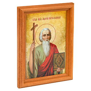 Икона апостола Андрея Первозванного в деревянной рамке, 12х1,5х17 см (стекло, картон)