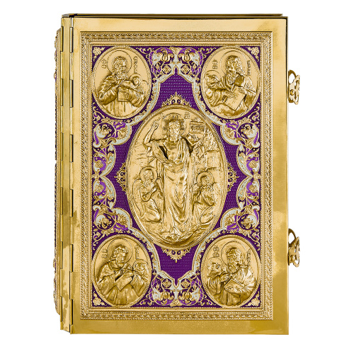 Евангелие напрестольное фиолетовое, полный оклад "под золото", 24х31 см фото 7 Евангелие напрестольное фиолетовое, полный оклад "под золото", 24х31 см фото 7