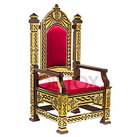 Архиерейский трон "Вятский" резной, темный с золотом, 78х72х150 см