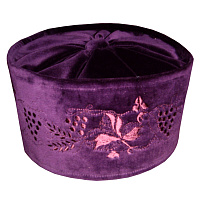 Скуфья греческая фиолетовая, бархат, с вышивкой